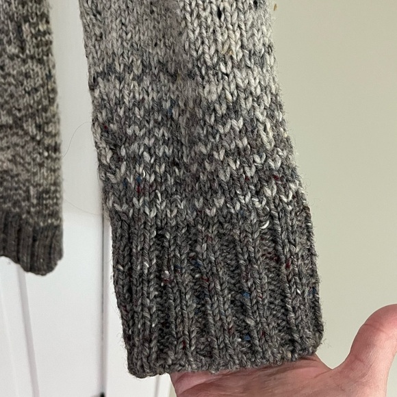 Inis Crafts 100% Wool Irish Knit Hooded Zipper Sweater Grey Tweed Women M - Picture 6 of 16